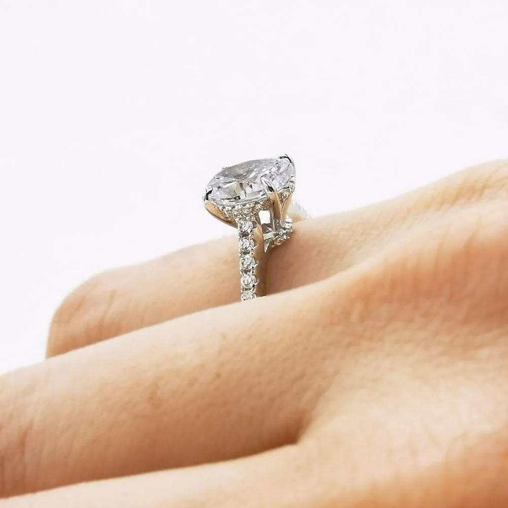 Bo.Dream 1.5ct/2ct Oval Cut Cubic Zirconia CZ Engagement Ring Rhodium Plated Sterling Silver