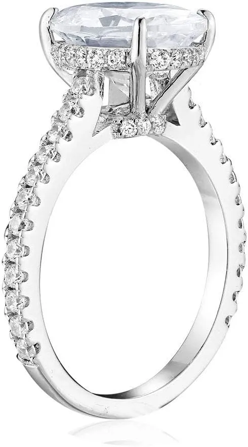 Bo.Dream 1.5ct/2ct Oval Cut Cubic Zirconia CZ Engagement Ring Rhodium Plated Sterling Silver