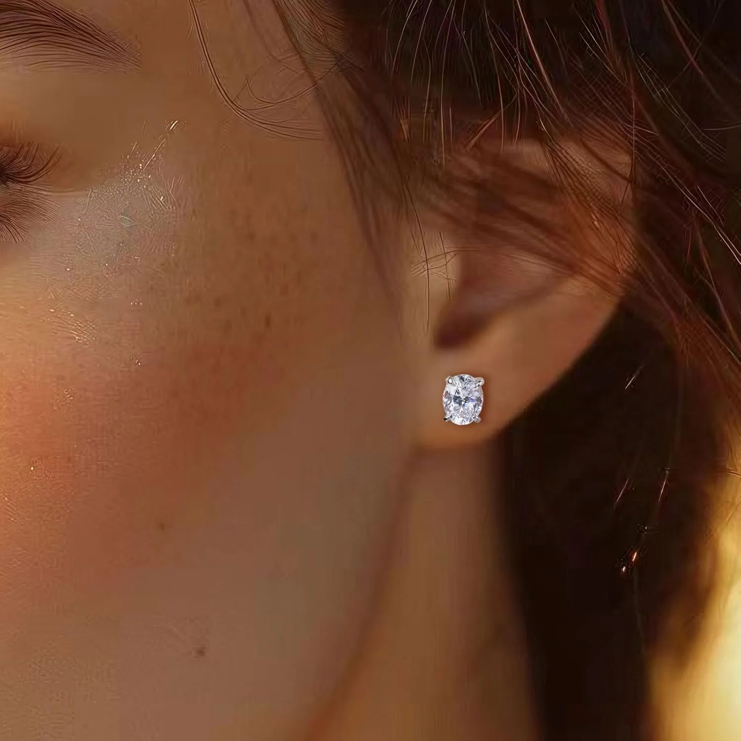 Bo.Dream Cubic Zirconia CZ Stud Earrings for Women 18K White Gold Plated Sterling Silver