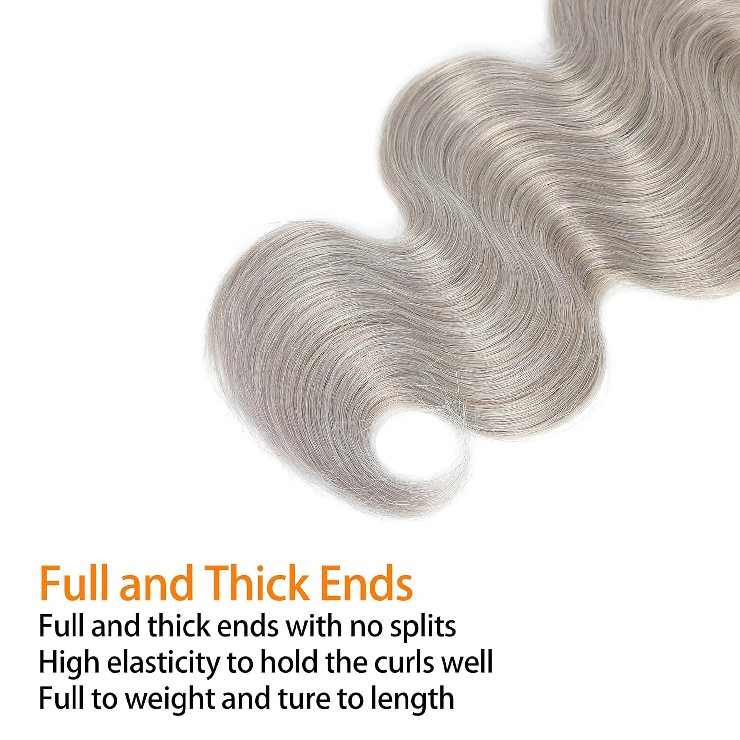 Body Wave Bundles 14Inch Grey Human Hair Bundle 100% Brazilian Remy 1 Bundle Hair Weave Double Weft Hair Extension