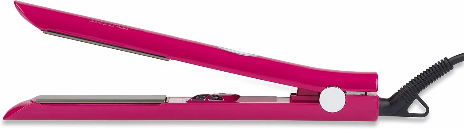 Brilliance New York - 1 Inch Diamond Titanium Flat Iron - 2 in 1 Hair Straightener and Curler - Anti-Static, Frizz-Free Ionic Plates - Auto Shut-Off Dual Voltage Flat Iron w/LCD Display