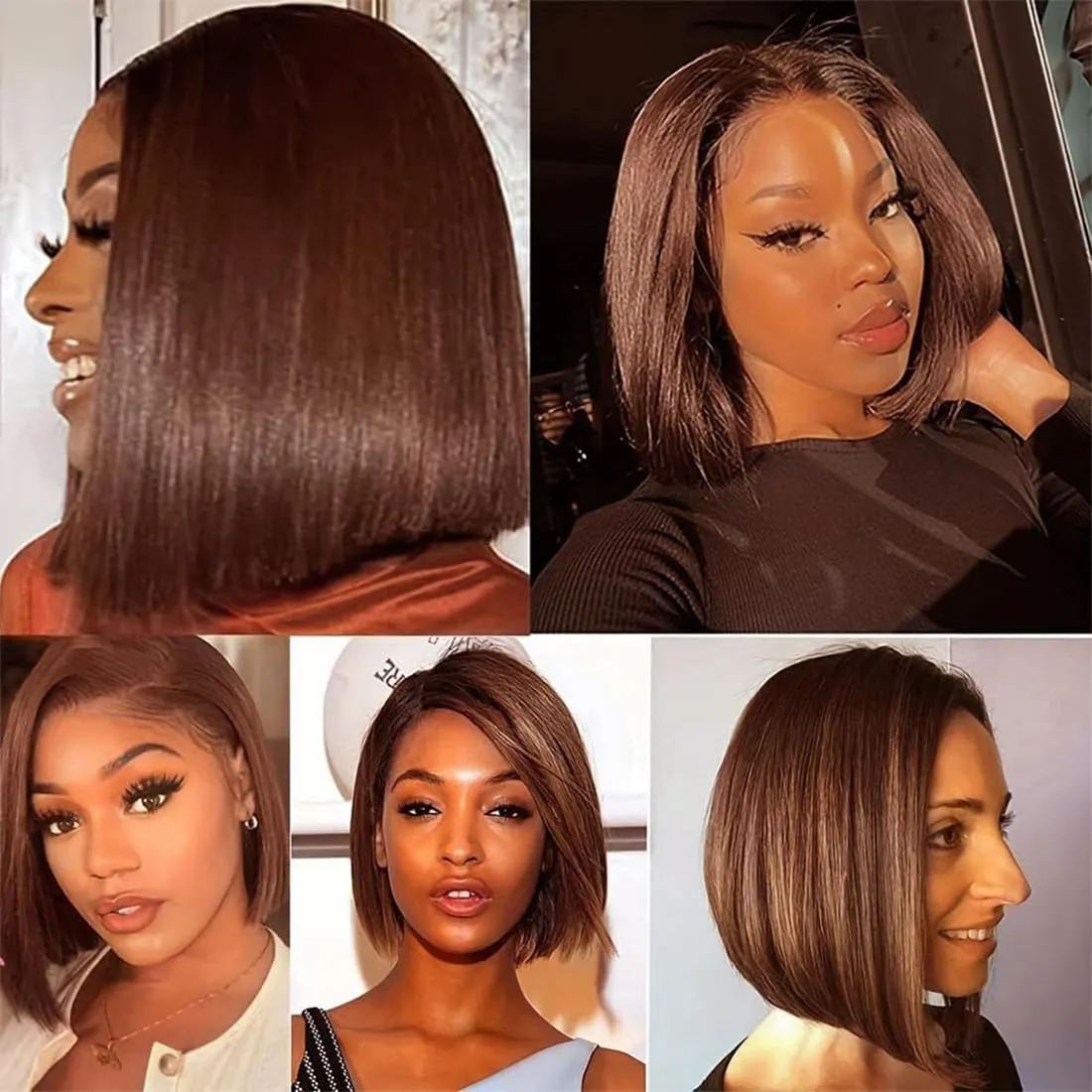 Brown Front Bob Wig Human Hair 13x4 HD Lace Front Wig 100% Unprocessed Brazilian Virgin Human Hair #4 Bob Wigs Pre Plucked Natural Hairline with Baby Hair Brown Color Bob for Women(10")