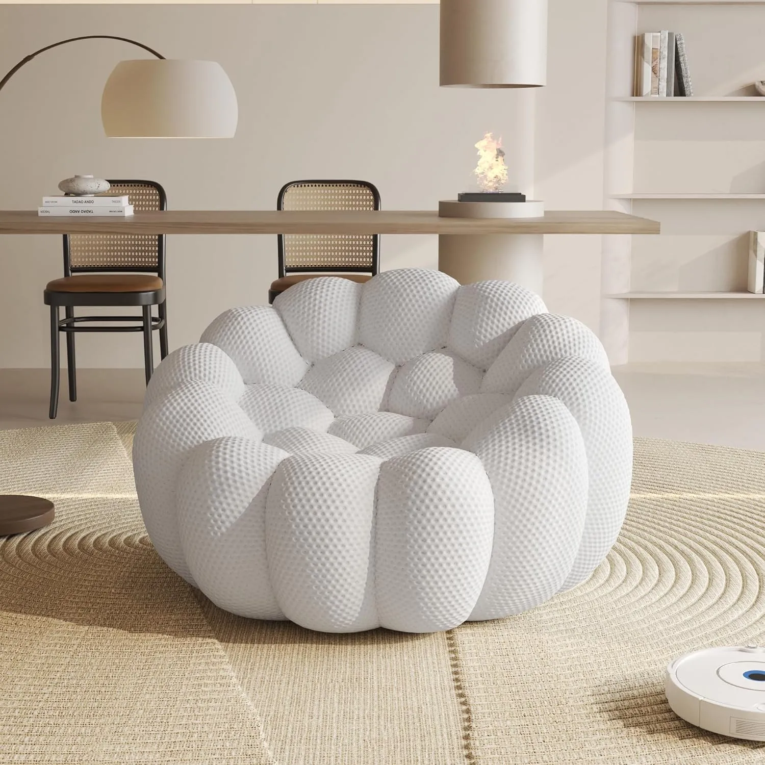 Bubble Couch,48inch Modern Curved Sofa, Morden Lazy Floor Sofa, Memory Foam Bean Bag Floor Couch Lounge Chair for Living Room, Office, Apartment (Gray)
