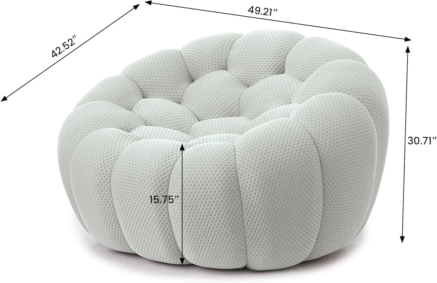 Bubble Couch,48inch Modern Curved Sofa, Morden Lazy Floor Sofa, Memory Foam Bean Bag Floor Couch Lounge Chair for Living Room, Office, Apartment (Gray)