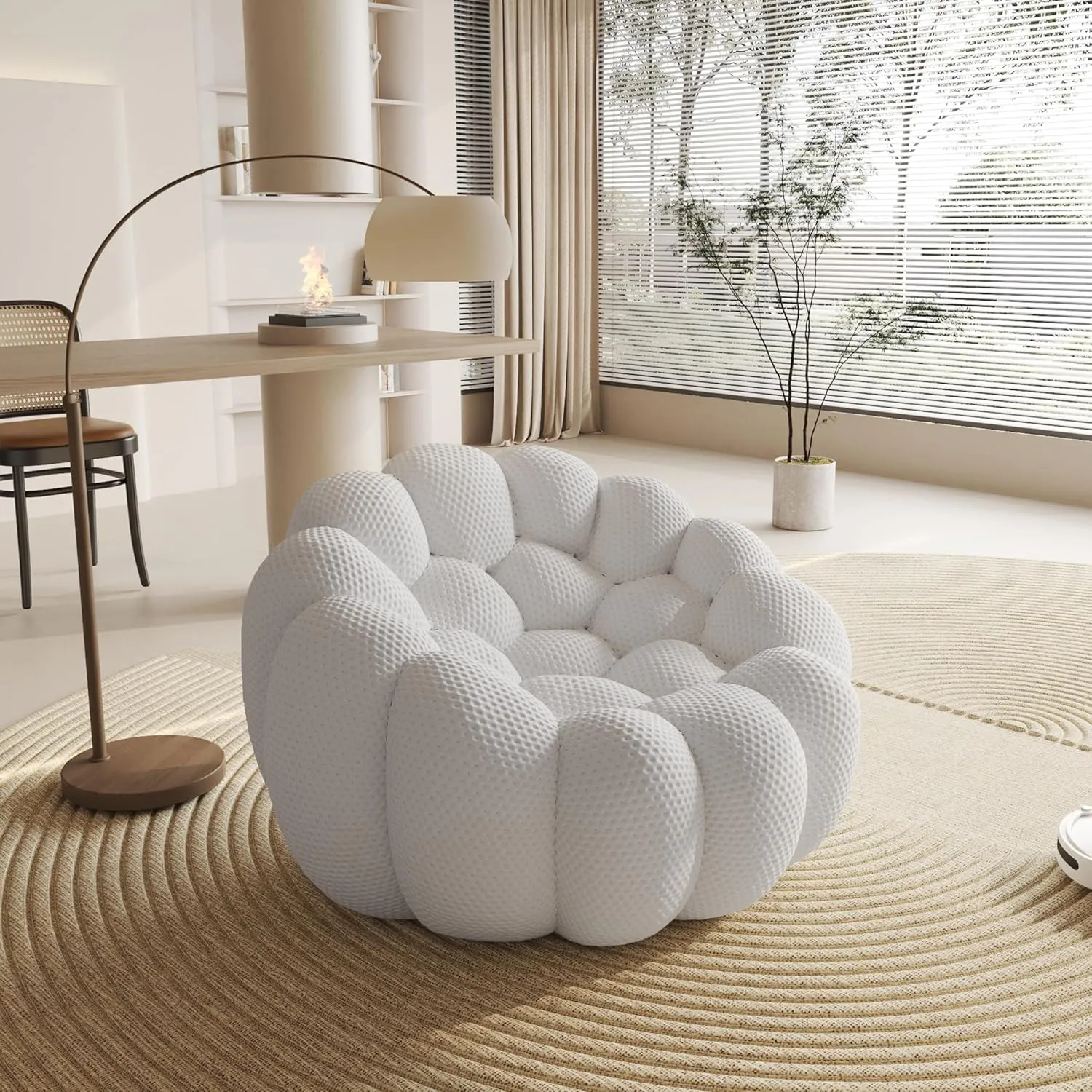 Bubble Couch,48inch Modern Curved Sofa, Morden Lazy Floor Sofa, Memory Foam Bean Bag Floor Couch Lounge Chair for Living Room, Office, Apartment (Gray)