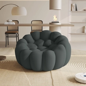 Bubble Couch,48' Modern Curved Sofa, Morden Lazy Floor Sofa, Memory Foam Bean Bag Floor Couch Lounge Chair for Living Room, Office, Apartment (Dark Gray)