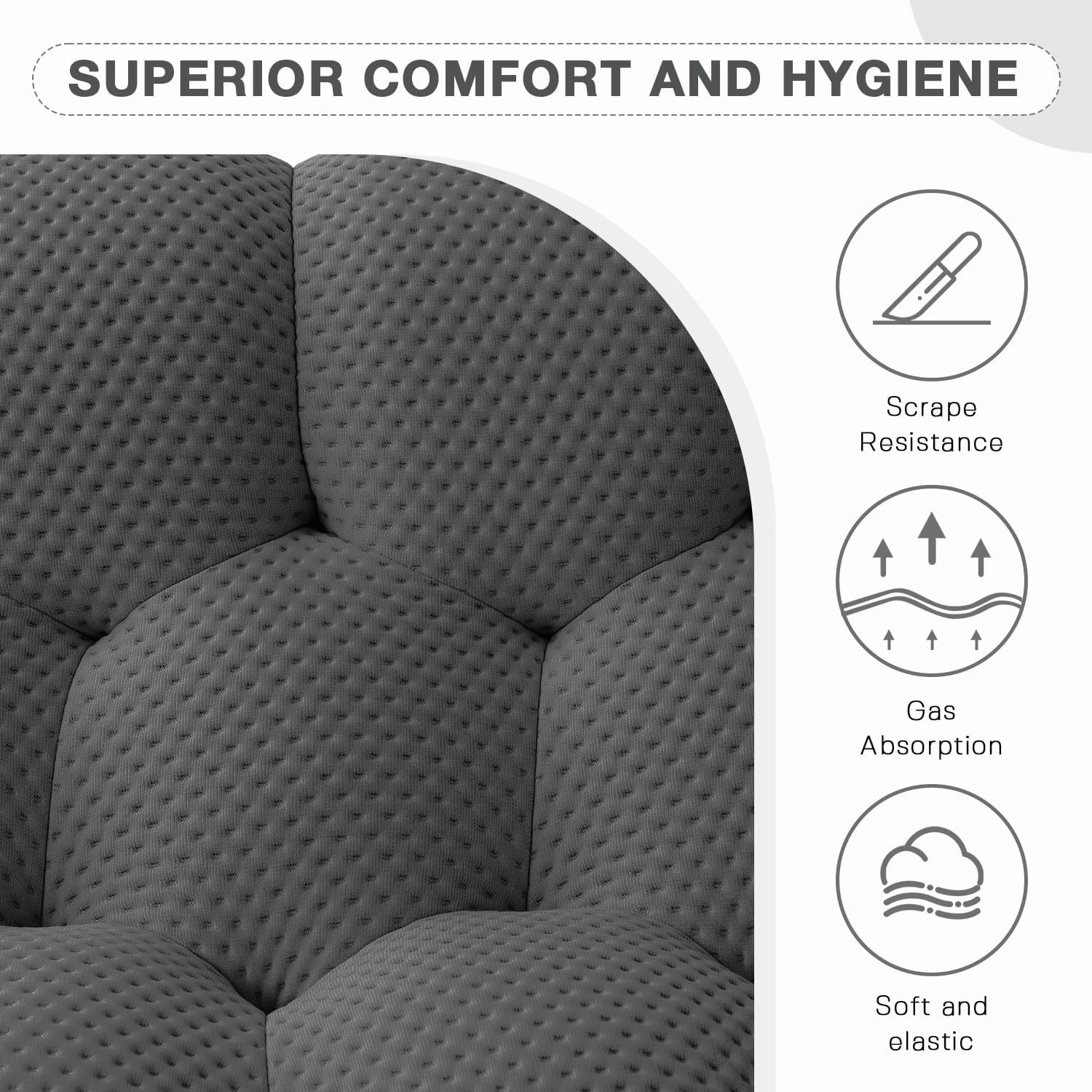 Bubble Couch,48' Modern Curved Sofa, Morden Lazy Floor Sofa, Memory Foam Bean Bag Floor Couch Lounge Chair for Living Room, Office, Apartment (Dark Gray)