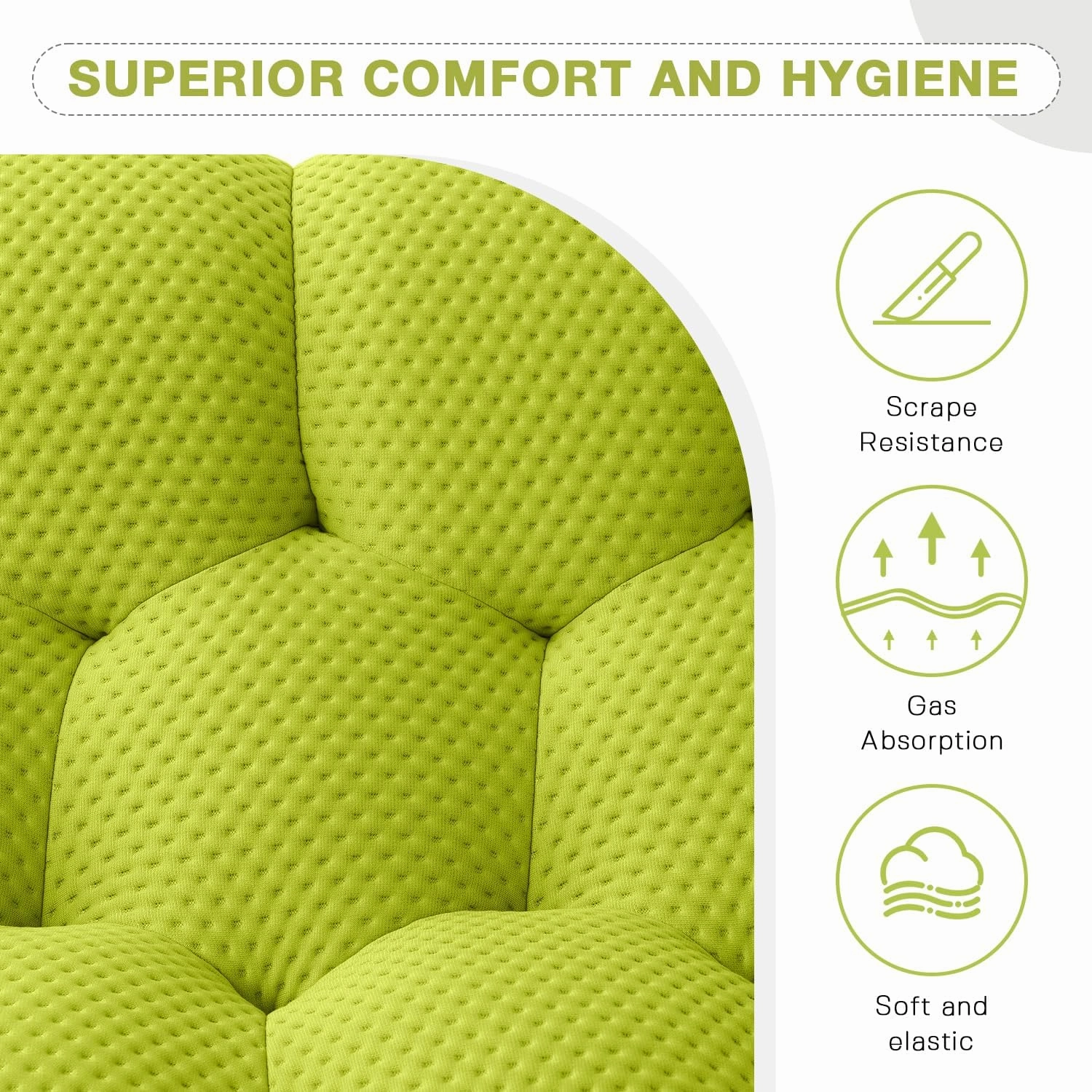 Bubble Couch,48' Modern Curved Sofa, Morden Lazy Floor Sofa, Memory Foam Bean Bag Floor Couch Lounge Chair for Living Room, Office, Apartment (Lemon Green)