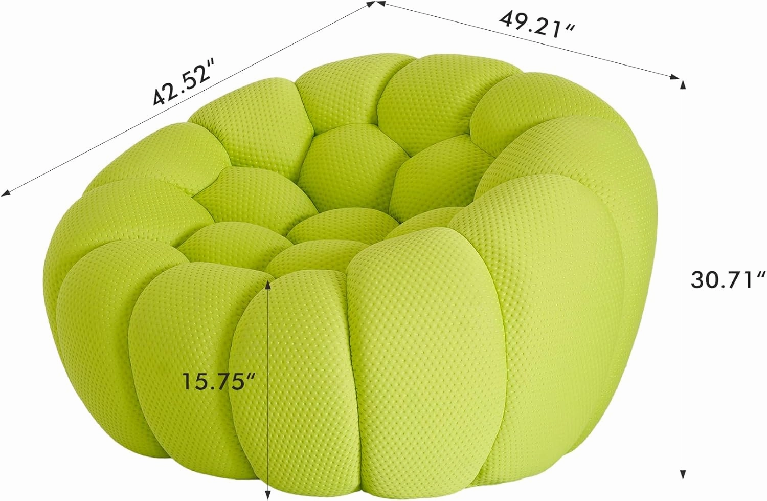 Bubble Couch,48' Modern Curved Sofa, Morden Lazy Floor Sofa, Memory Foam Bean Bag Floor Couch Lounge Chair for Living Room, Office, Apartment (Lemon Green)