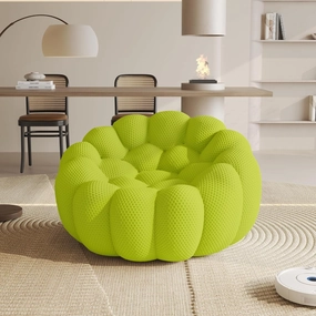 Bubble Couch,48' Modern Curved Sofa, Morden Lazy Floor Sofa, Memory Foam Bean Bag Floor Couch Lounge Chair for Living Room, Office, Apartment (Lemon Green)