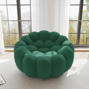 Bubble Couch,49.21'' Single Sofa,Mesh Fabric Lazy Floor Sofa, 3D Honeycomb Shape Curved Couch for Living Room, Office, Apartment (Green, 48.43" D)