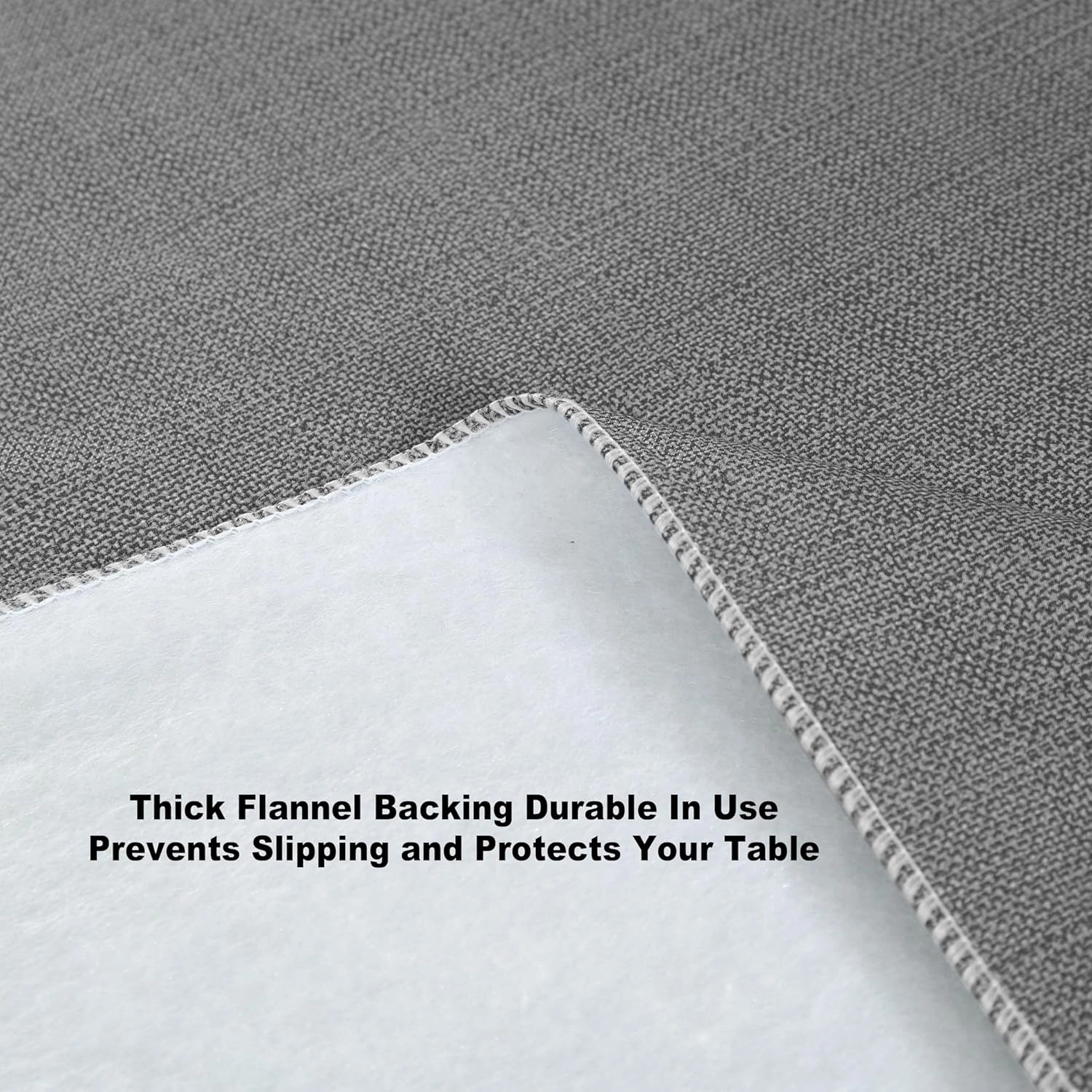 Cafe Hotel Linen Look Solid Color Heavy 4 Gauge Vinyl Flannel Backed Tablecloth, Indoor/Outdoor Wipe Clean Tablecloth, 52 Inch x 52 Inch Square, Grey