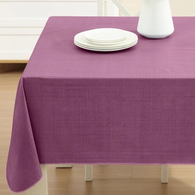 Cafe Hotel Linen Look Solid Color Heavy 4 Gauge Vinyl Flannel Backed Tablecloth, Indoor/Outdoor Wipe Clean Tablecloth, 60 Inch x 120 Inch Oblong/Rectangle, Burgundy