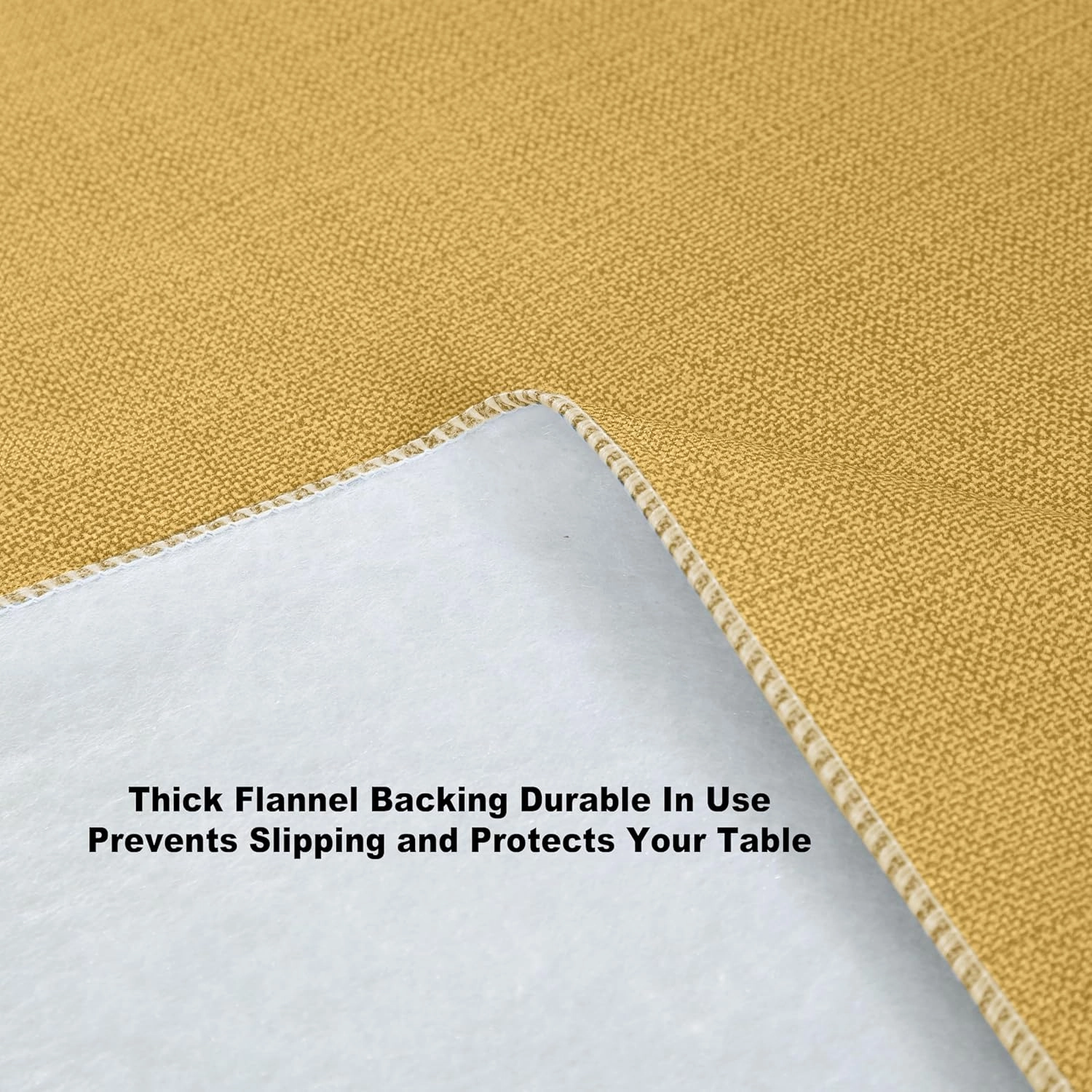 Cafe Hotel Linen Look Solid Color Heavy 4 Gauge Vinyl Flannel Backed Tablecloth, Indoor/Outdoor Wipe Clean Tablecloth, 60 Inch x 120 Inch Oblong/Rectangle, Gold