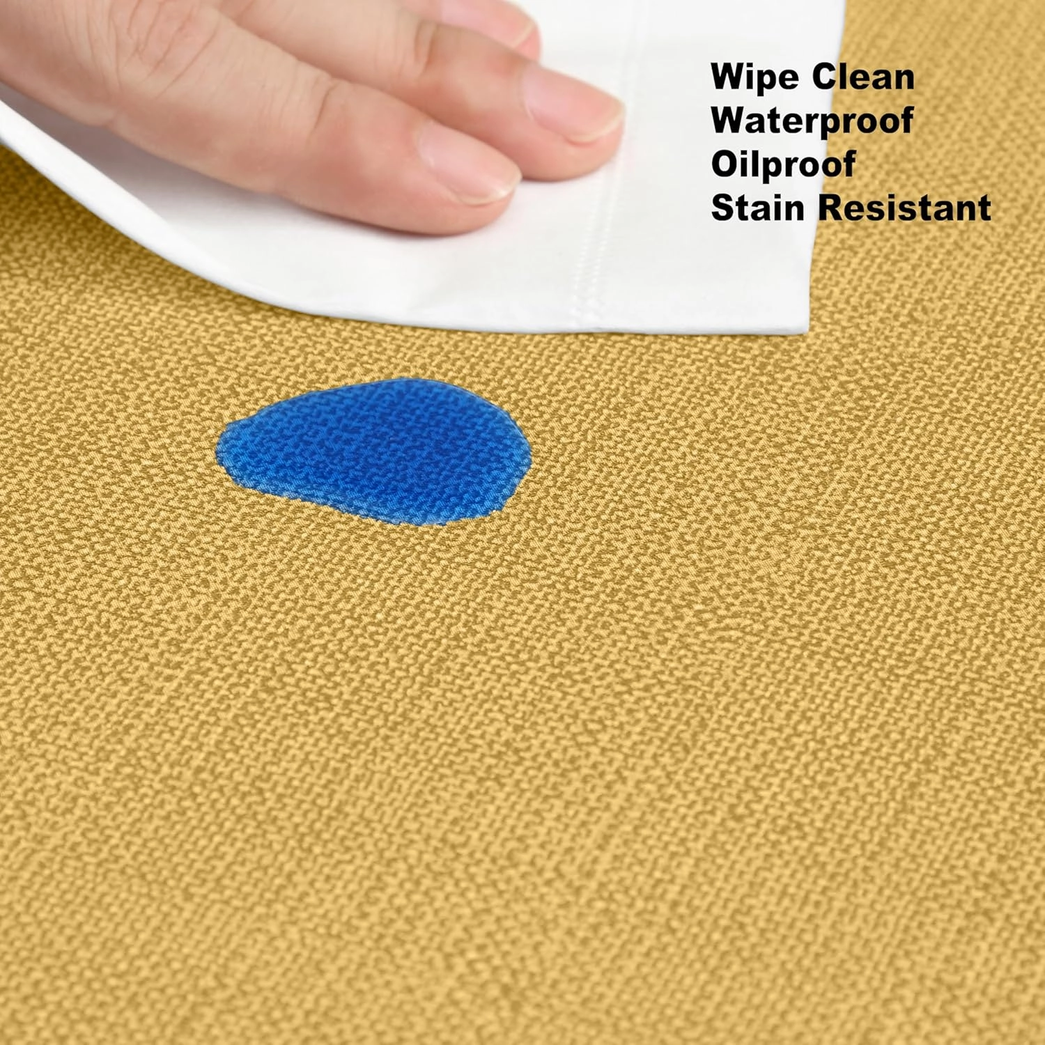 Cafe Hotel Linen Look Solid Color Heavy 4 Gauge Vinyl Flannel Backed Tablecloth, Indoor/Outdoor Wipe Clean Tablecloth, 60 Inch x 120 Inch Oblong/Rectangle, Gold