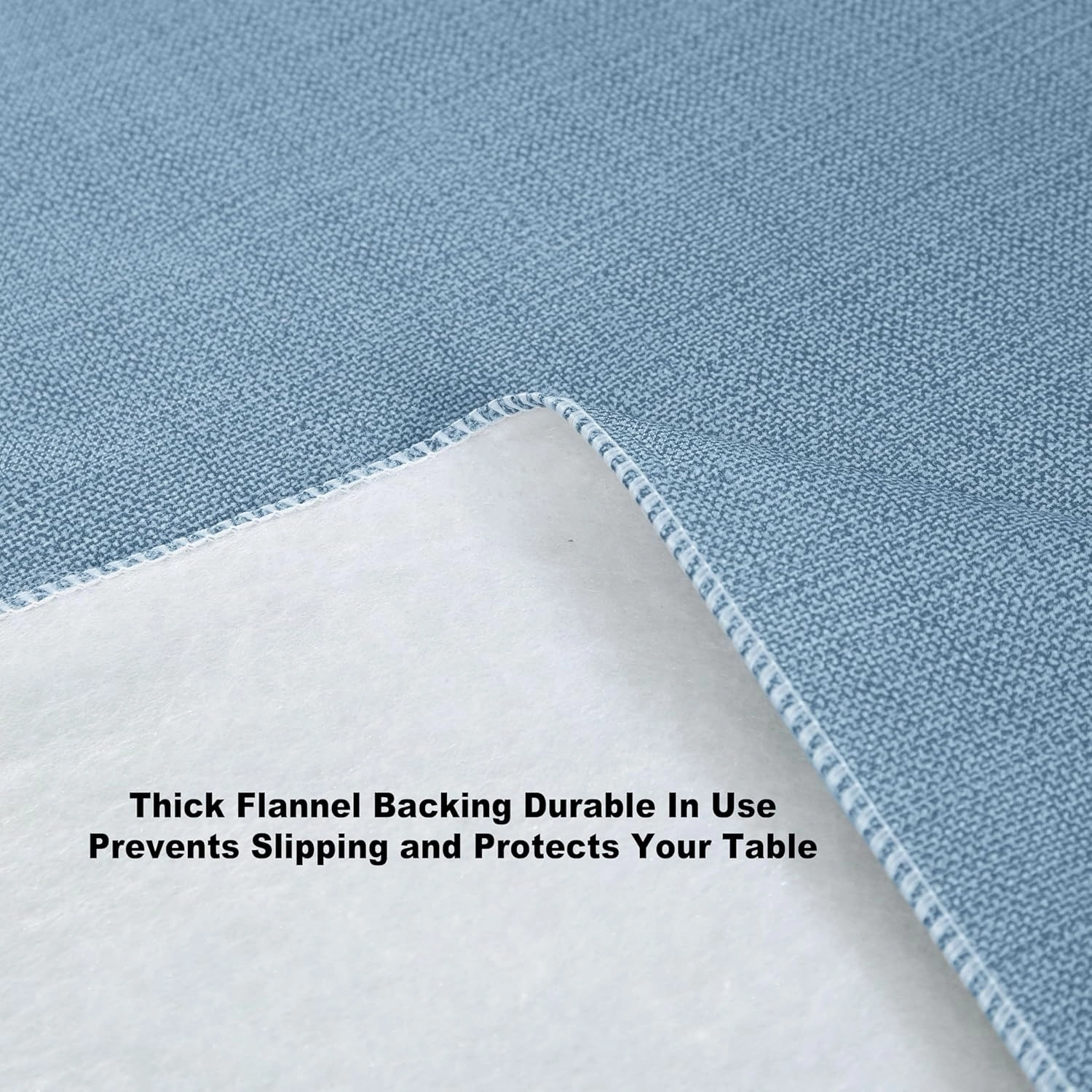 Cafe Hotel Linen Look Solid Color Heavy 4 Gauge Vinyl Flannel Backed Tablecloth, Indoor/Outdoor Wipe Clean Tablecloth, 60 Inch x 84 Inch Oblong/Rectangle, Chambray Blue