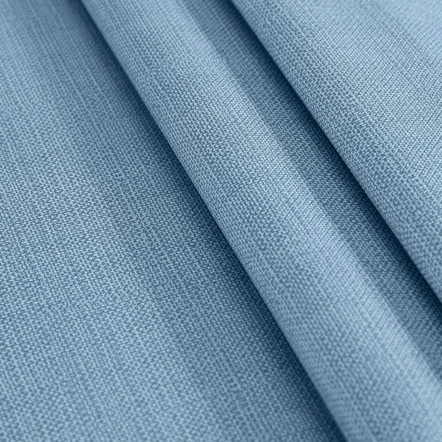 Cafe Hotel Linen Look Solid Color Heavy 4 Gauge Vinyl Flannel Backed Tablecloth, Indoor/Outdoor Wipe Clean Tablecloth, 60 Inch x 84 Inch Oblong/Rectangle, Chambray Blue