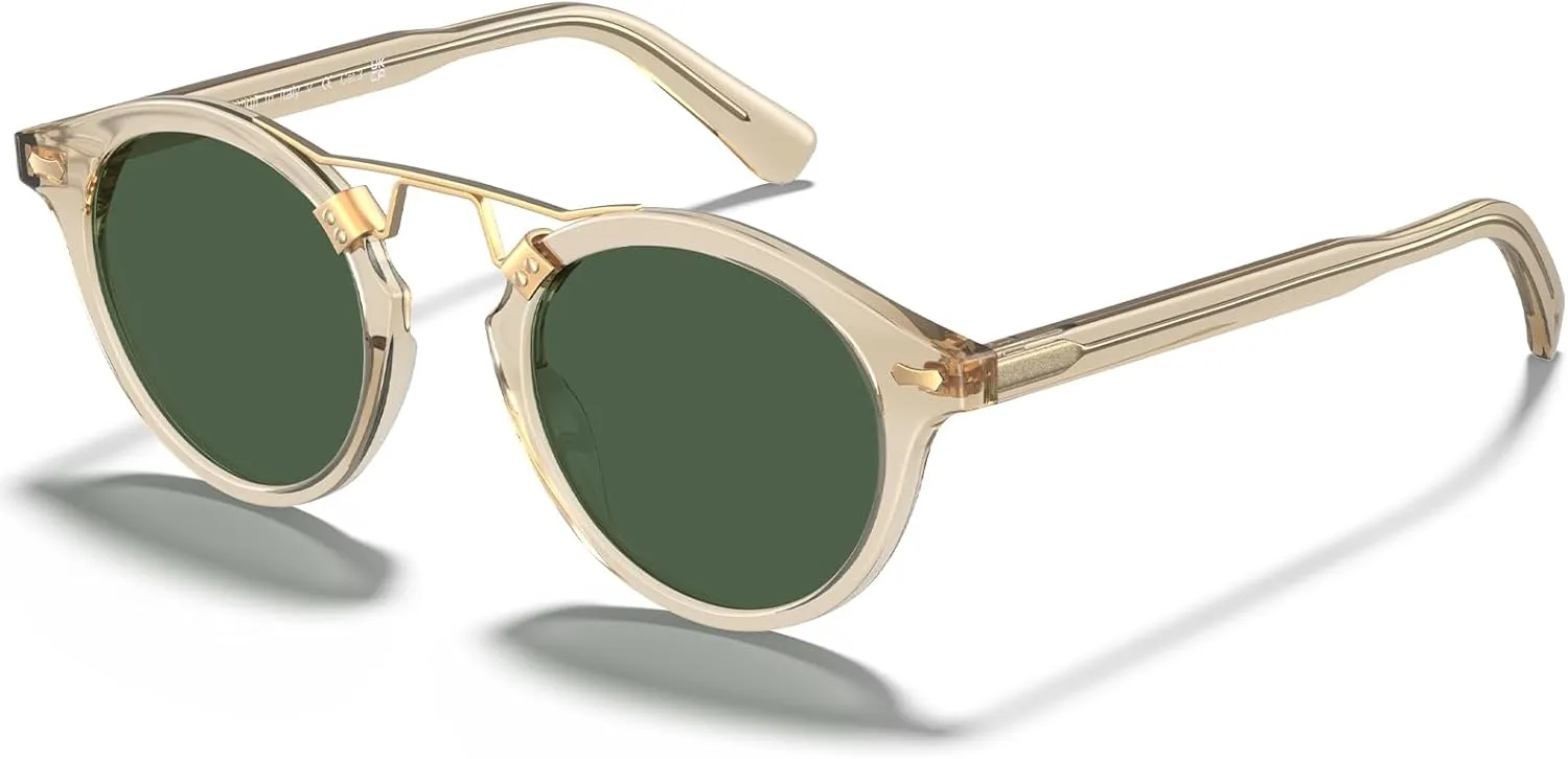 CARFIA Small Face Acetate Polarized Sunglasses for Women UV Protection, Retro Double Bridge Eyewears Metal Brow Round Sunnies
