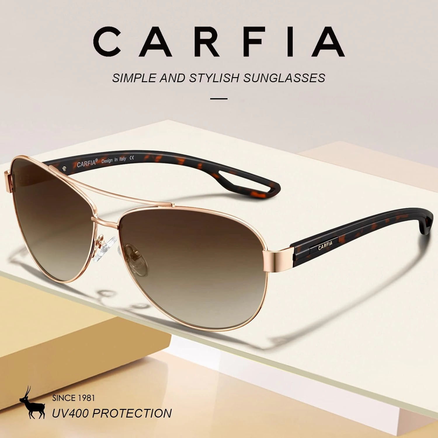 CARFIA Lightweight Retro Pilot Sunglasses for Women Polarized UV Protection, Trendy Outdoor Driving Lady Sunnies Metal Frame