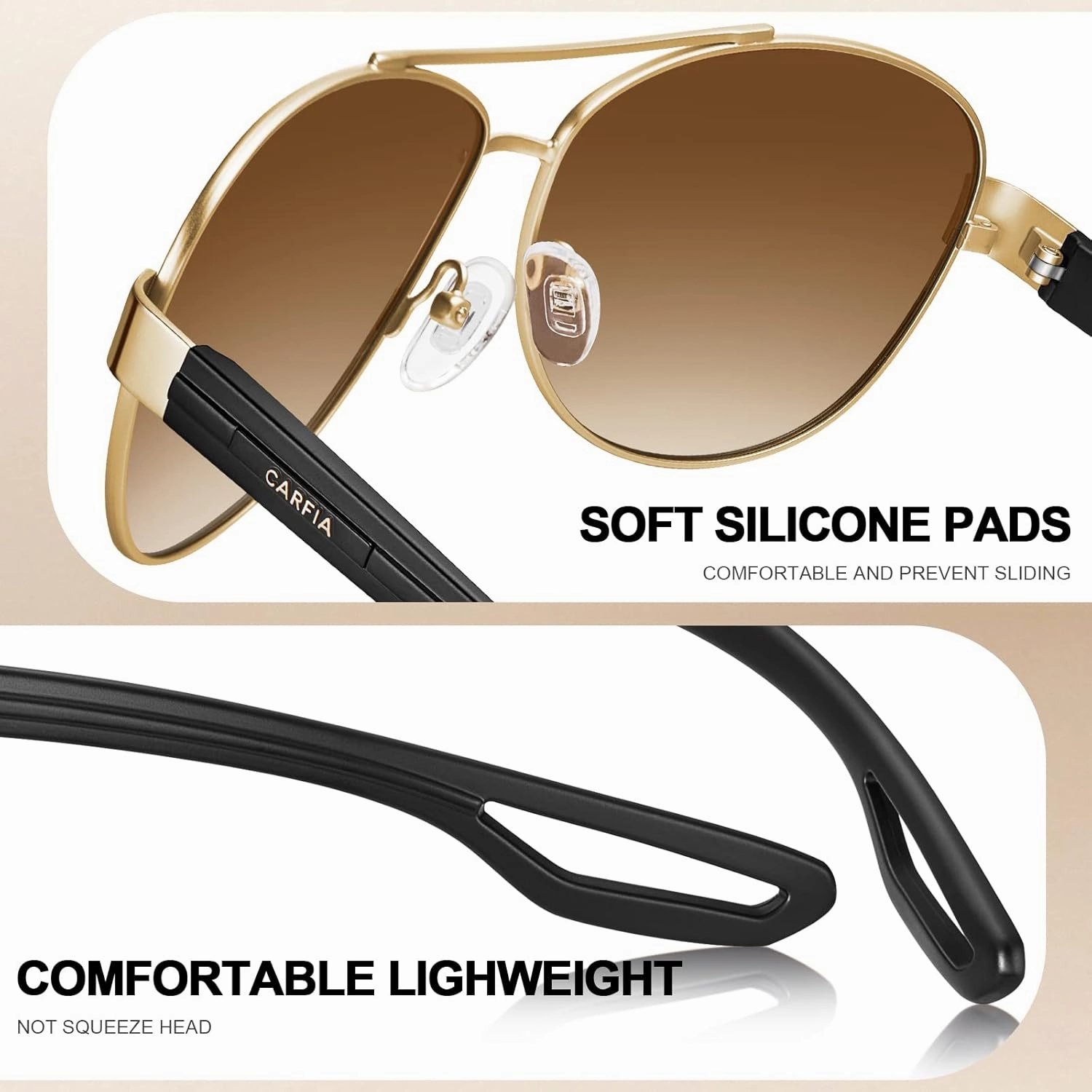 CARFIA Lightweight Retro Pilot Sunglasses for Women Polarized UV Protection, Trendy Outdoor Driving Lady Sunnies Metal Frame