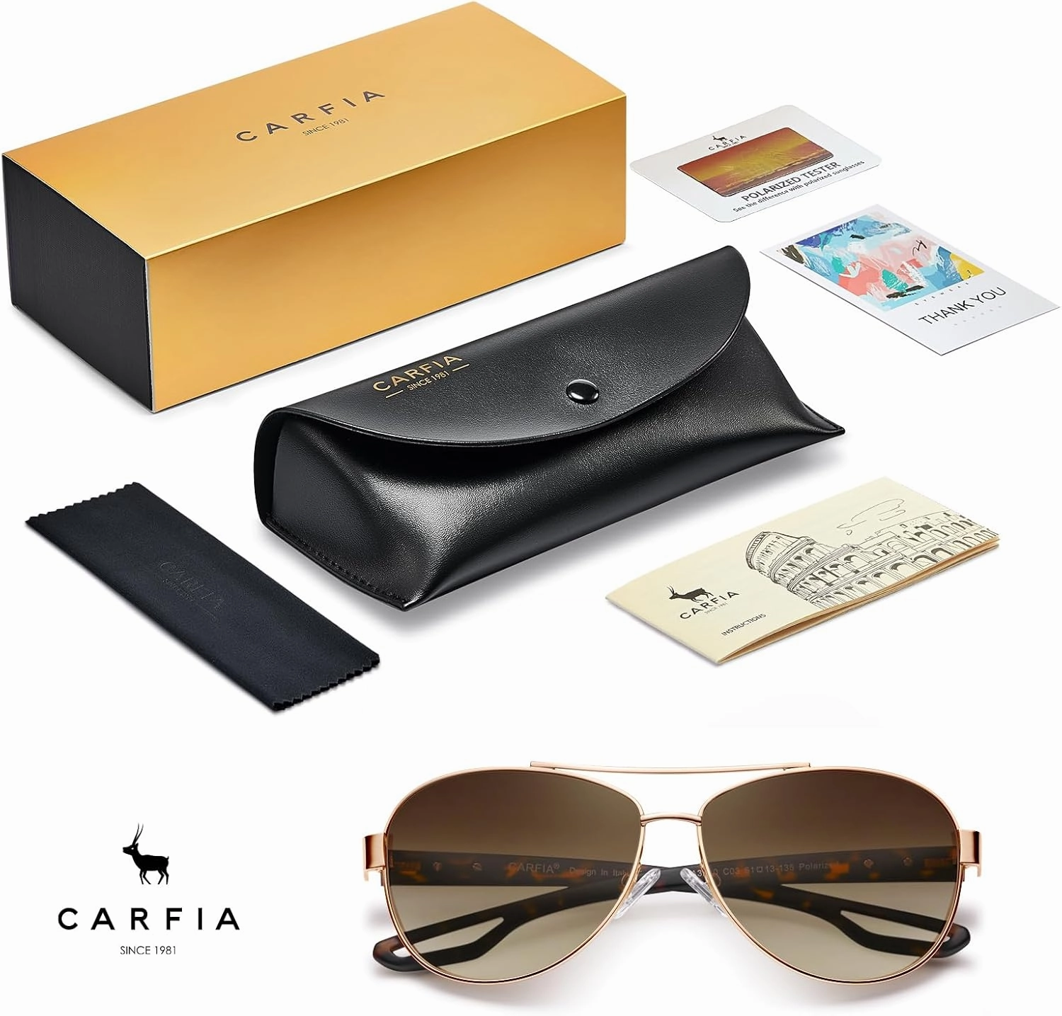 CARFIA Lightweight Retro Pilot Sunglasses for Women Polarized UV Protection, Trendy Outdoor Driving Lady Sunnies Metal Frame