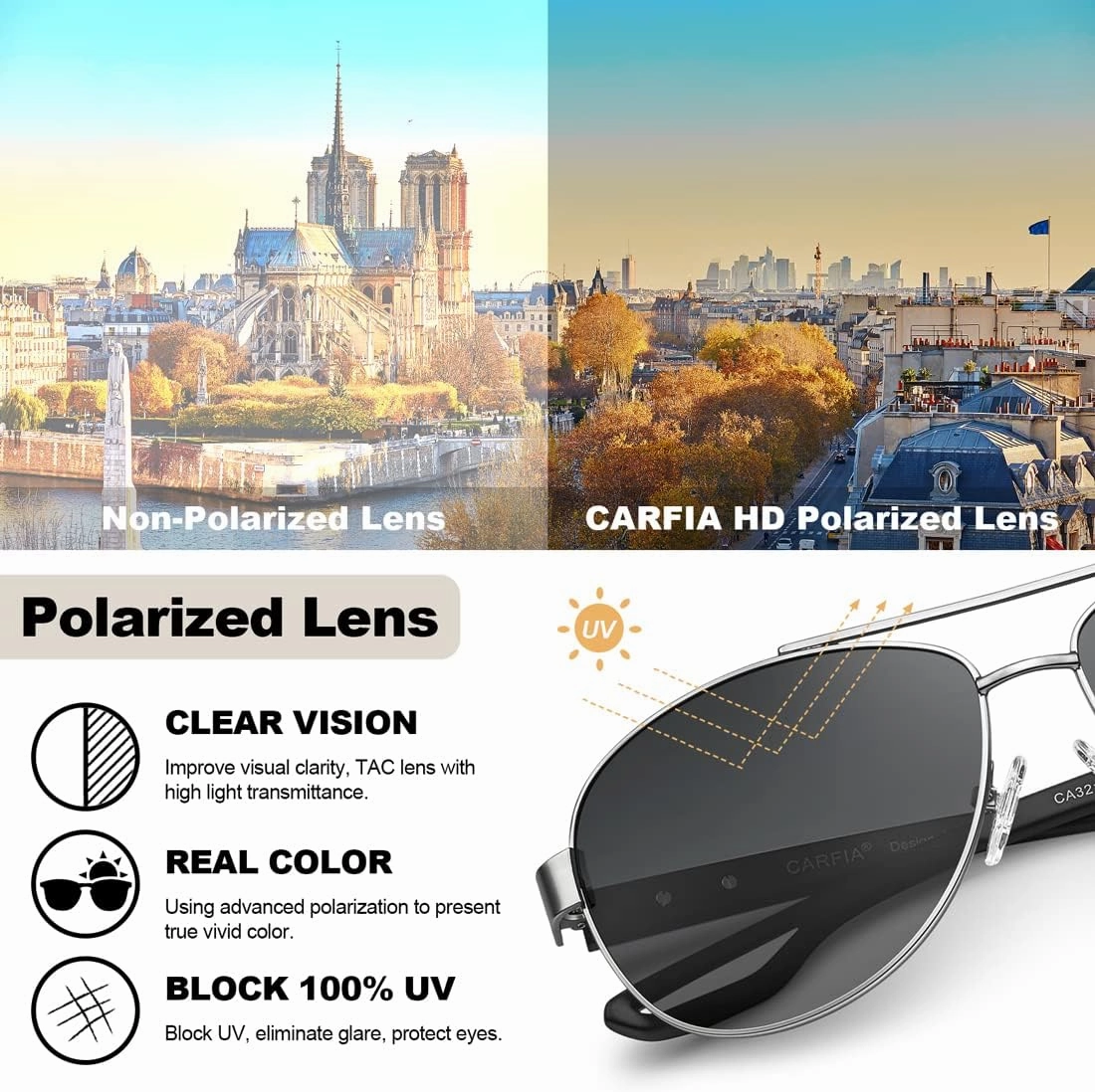 CARFIA Lightweight Retro Pilot Sunglasses for Women Polarized UV Protection, Trendy Outdoor Driving Lady Sunnies Metal Frame