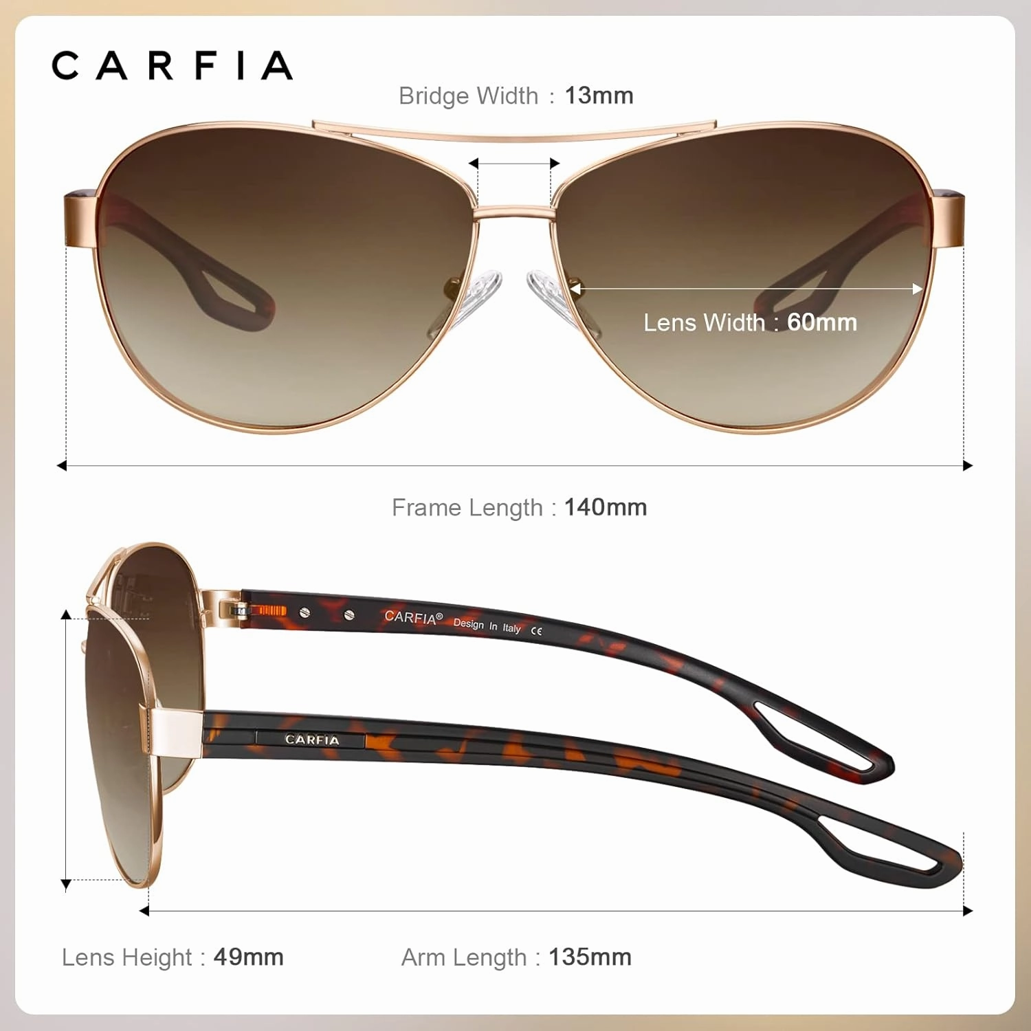 CARFIA Lightweight Retro Pilot Sunglasses for Women Polarized UV Protection, Trendy Outdoor Driving Lady Sunnies Metal Frame