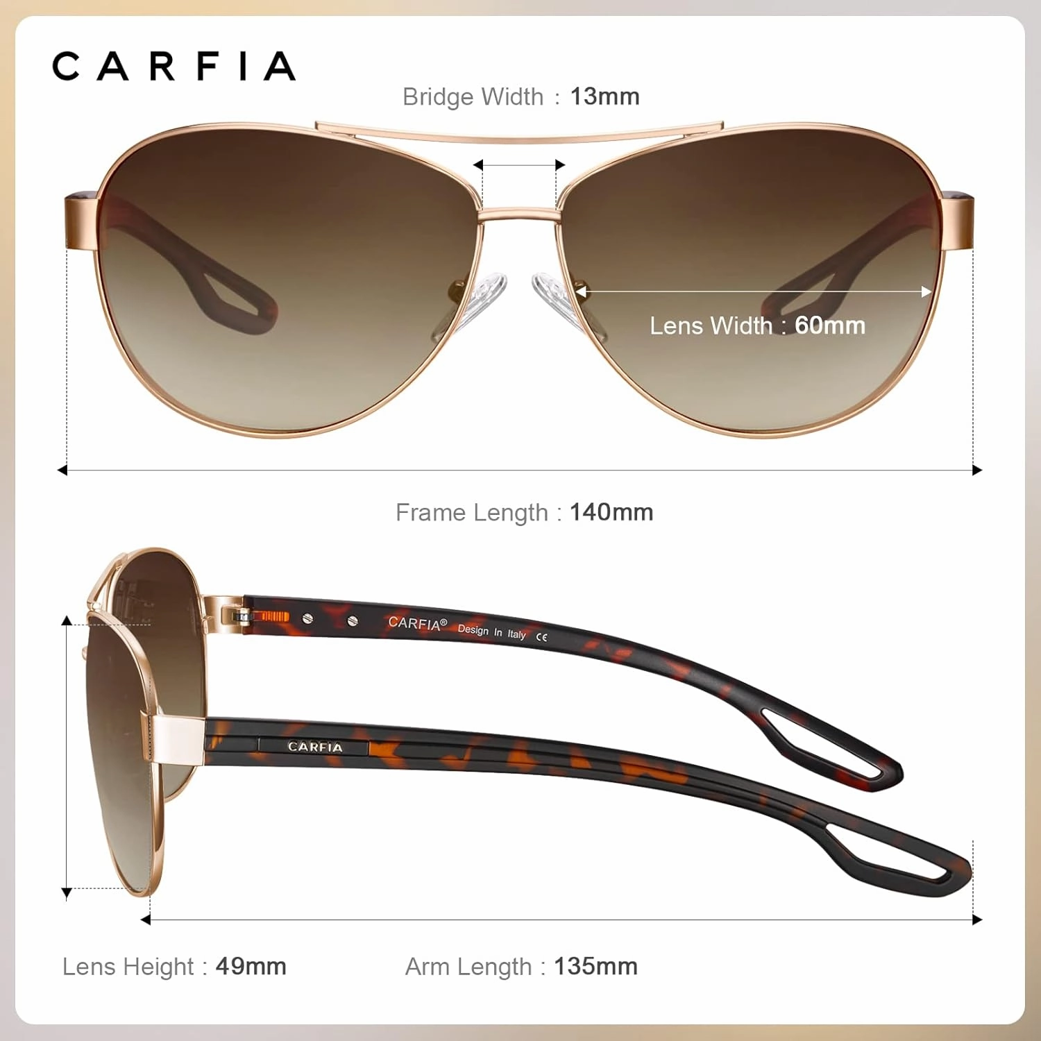 CARFIA Lightweight Retro Pilot Sunglasses for Women Polarized UV Protection, Trendy Outdoor Driving Lady Sunnies Metal Frame