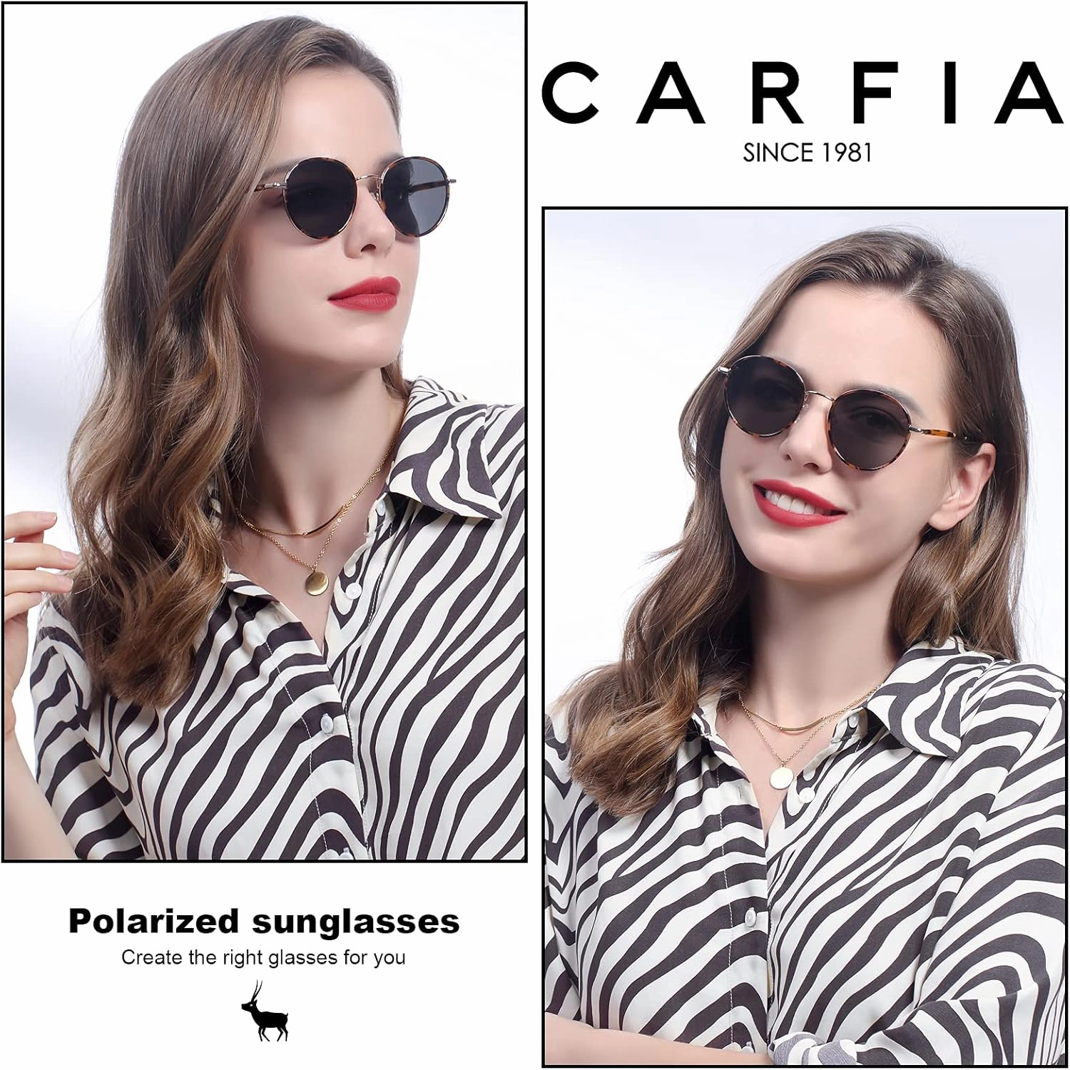 CARFIA Retro Small Round Polarized Womens Sunglasses UV Protection, Trendy Vintage Stylish Designer Sunglasses CA1949