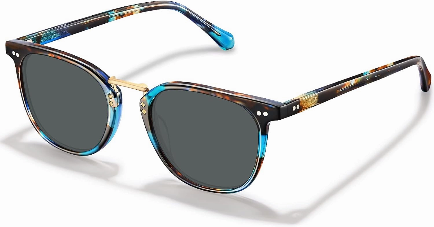 CARFIA Small Face Acetate Polarized Sunglasses for Women UV Protection, Retro Trendy Eyewear Metal Bridge Brow Ladies Sunnies