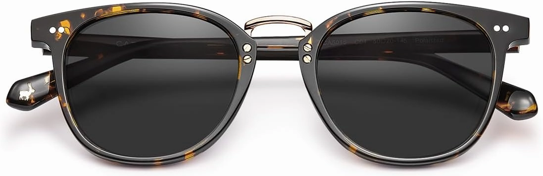 CARFIA Small Face Acetate Polarized Sunglasses for Women UV Protection, Retro Trendy Eyewear Metal Bridge Brow Ladies Sunnies