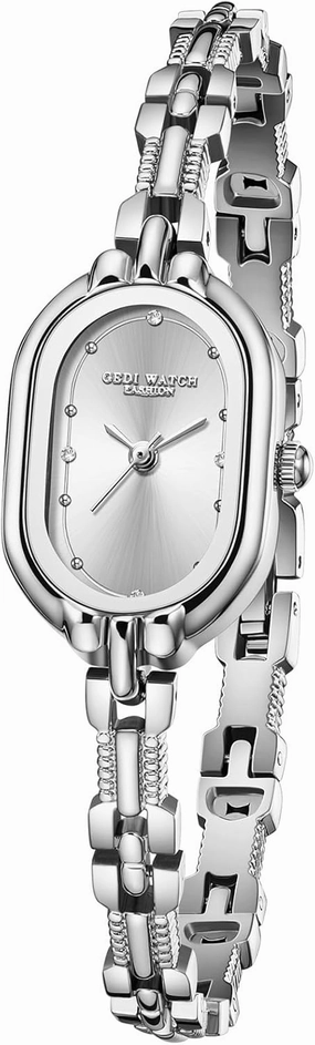 CARLIEN Women Vintage Petite Bracelet Gold Dainty Watch Small Oval Analog Quartz Watch Luxury Waterproof Ladies Diamonds Wristwatch