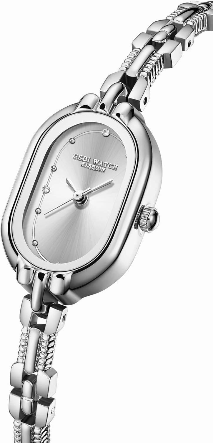 CARLIEN Women Vintage Petite Bracelet Gold Dainty Watch Small Oval Analog Quartz Watch Luxury Waterproof Ladies Diamonds Wristwatch