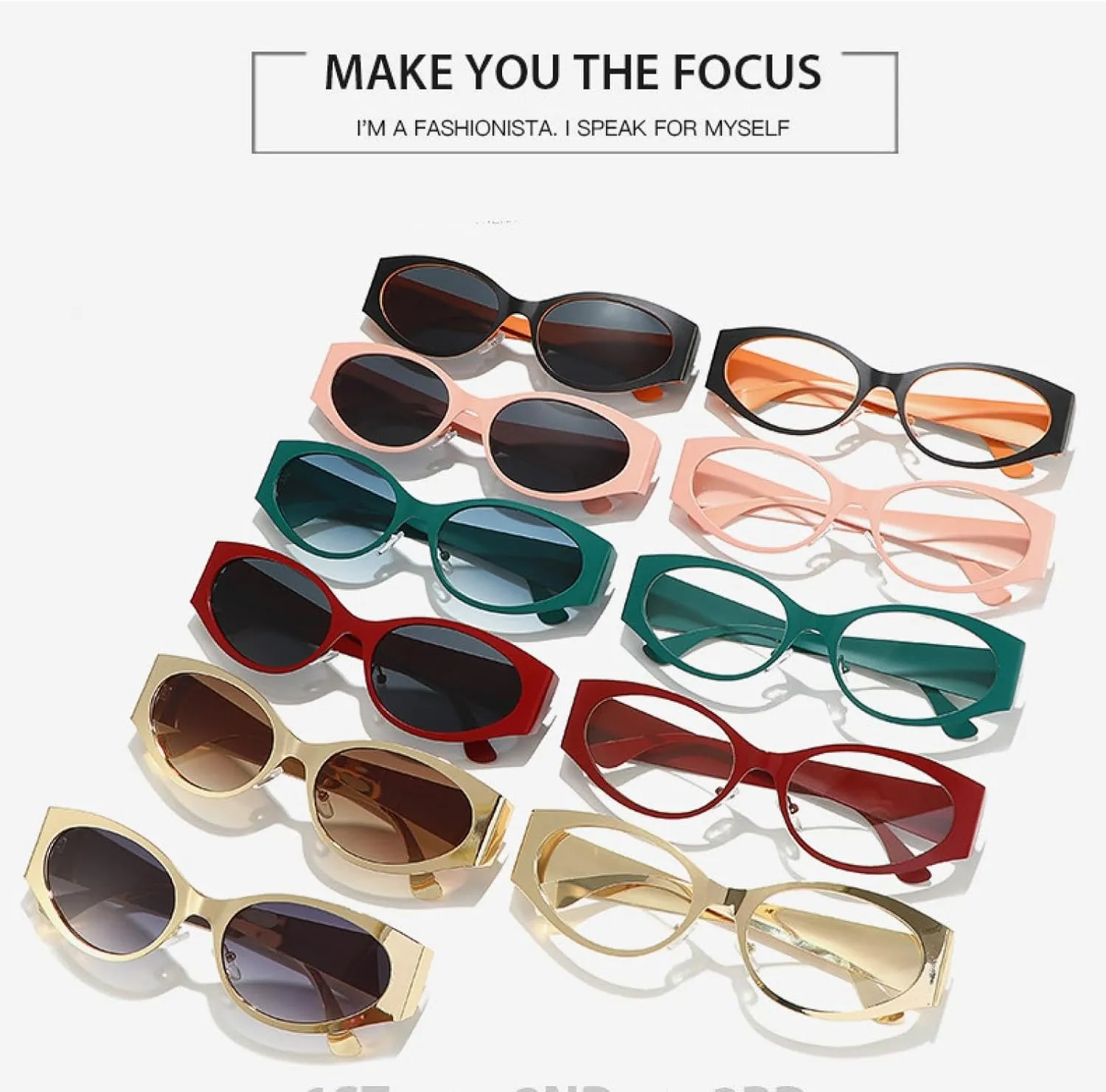 Cat Eye Alloy Sunglasses Woman Vintage Oval Gradient Sun Glasses Female Fashion