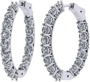 Central Diamond Center Zsa Zsa Oval Hoop Earrings Solid 925 Sterling Silver w/Pure Brilliance Zirconia, Simulated Diamond Hoops