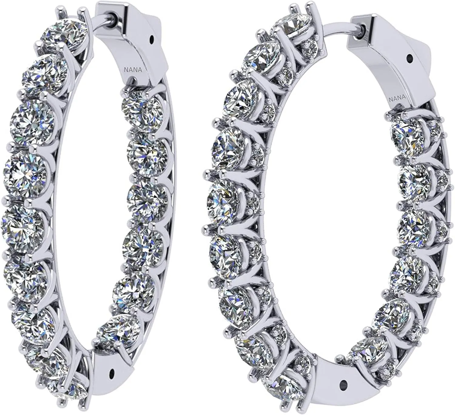 Central Diamond Center Zsa Zsa Oval Hoop Earrings Solid 925 Sterling Silver w/Pure Brilliance Zirconia, Simulated Diamond Hoops
