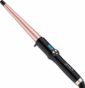 Ceramic Tapered Curling Wand 0.5-1 Inch Beachy Waves, 1/2-1 Inch Curling Iron for Long Hair,Dual Voltage Hair Wand Curler with LCD Display 225-450℉|Glove Include