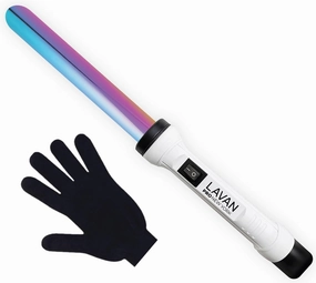Ceramic Titanium Curling Wand 1 inch 25mm Rainbow with Glove | Professional Hot Tools Curling Iron | Best Hair Curler Wand for Frizz Free Lasting Flawless Waves.