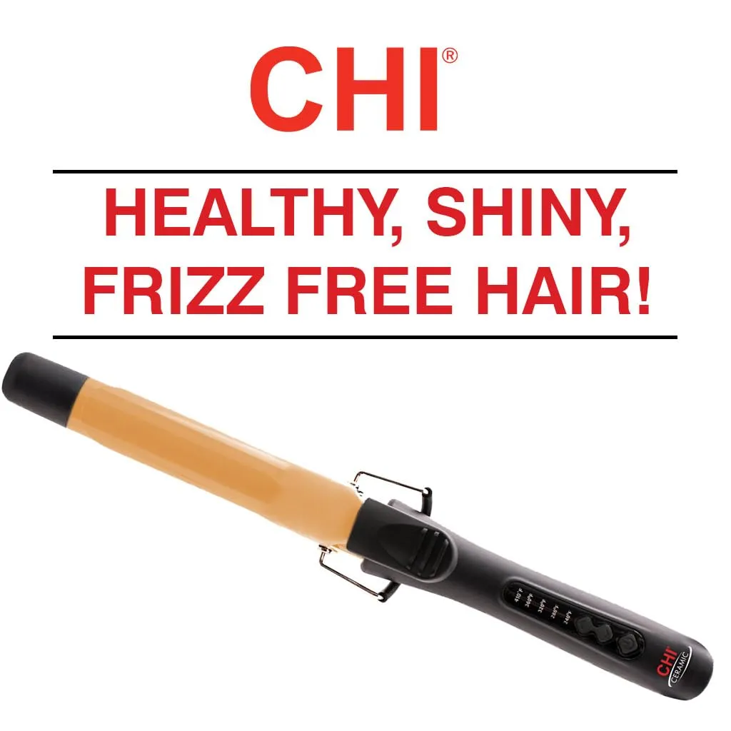 CHI Ceramic Curling Iron, Hair Curler for Smooth & Shiny Curls, Adjustable Temperature & Automatic Shut-Off, 1" Barrel, Black