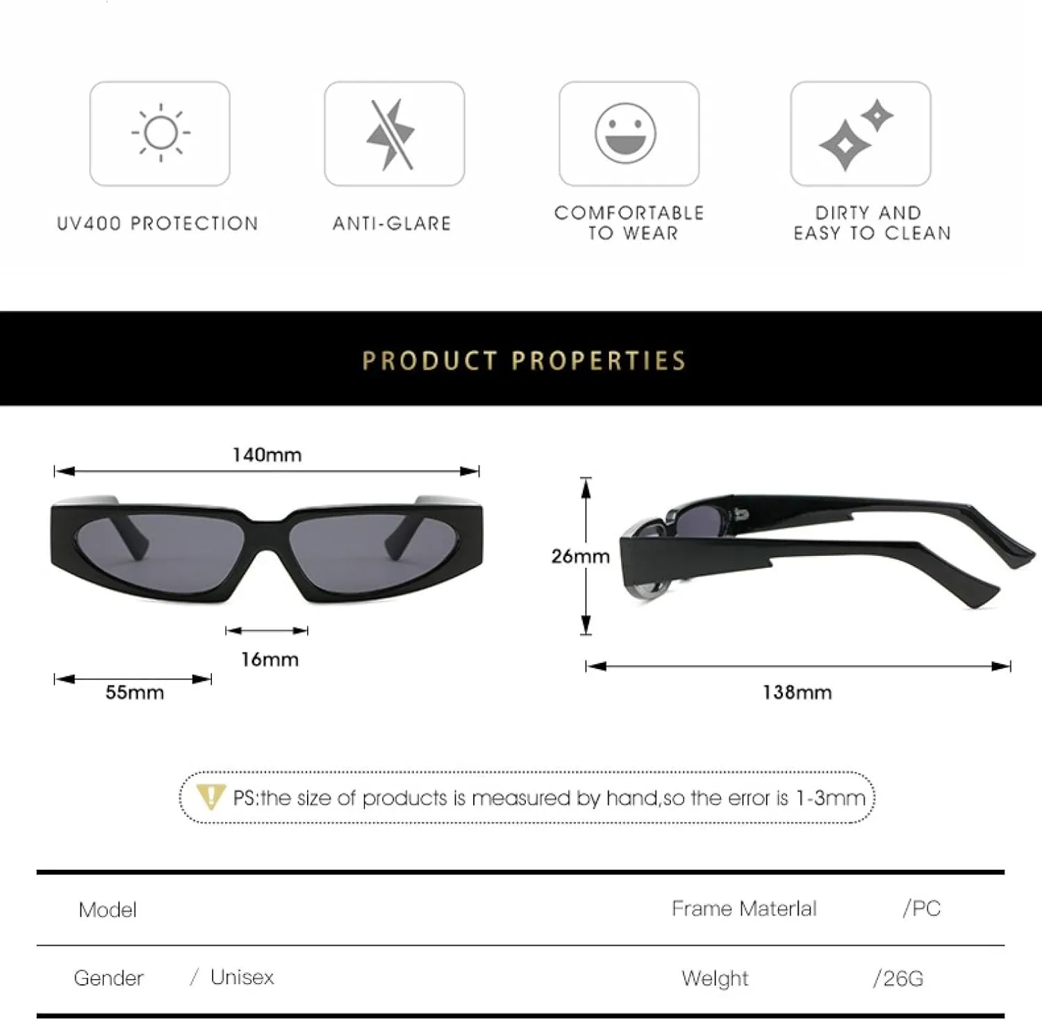 Classic Retro Rectangle Sunglasses Women Men Fashion Small Frame Eyewear Uv400