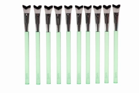 Cleansing Brush Eyelash Extension Shampoo Brush Soft Curved Bristles (Green, 10 Pack)