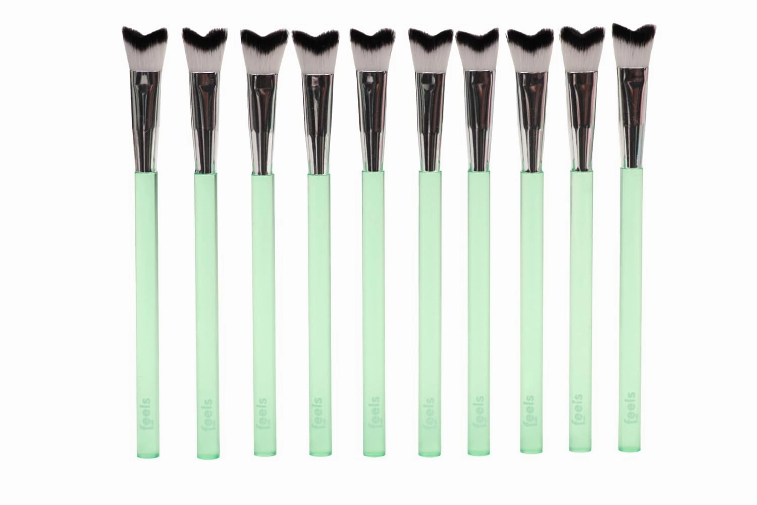Cleansing Brush Eyelash Extension Shampoo Brush Soft Curved Bristles (Green, 10 Pack)