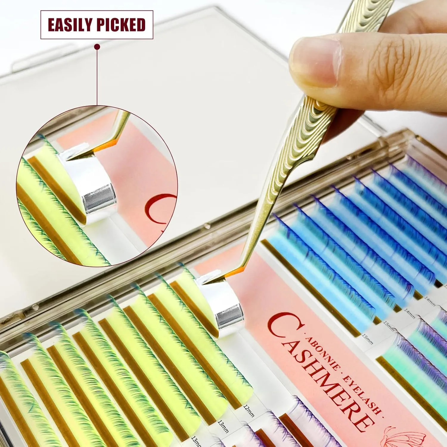 Colored Lash Extensions, 32 Rows Cashmere lash extensions, 0.07 C Curl Lash Extensions, 12-15mm Mix Classic Lash Extensions, Single Lash Extensions for Professional(32 Rows-Ombre 0.07-C 12-15mm)