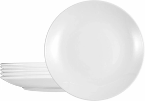 Commercial Dinnerware, Meran Porcelain Flat Coup Plate, Small Dinner Plate, White, 10-Inch, Set of 6