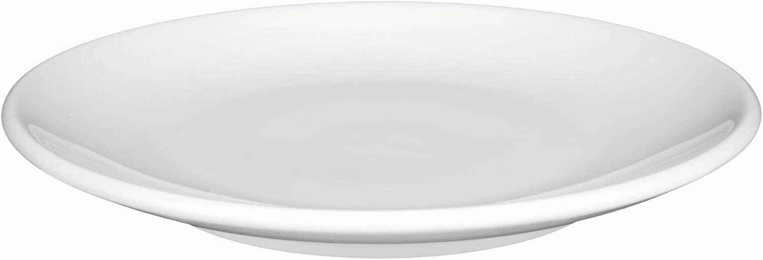 Commercial Dinnerware, Meran Porcelain Flat Coup Plate, Small Dinner Plate, White, 10-Inch, Set of 6