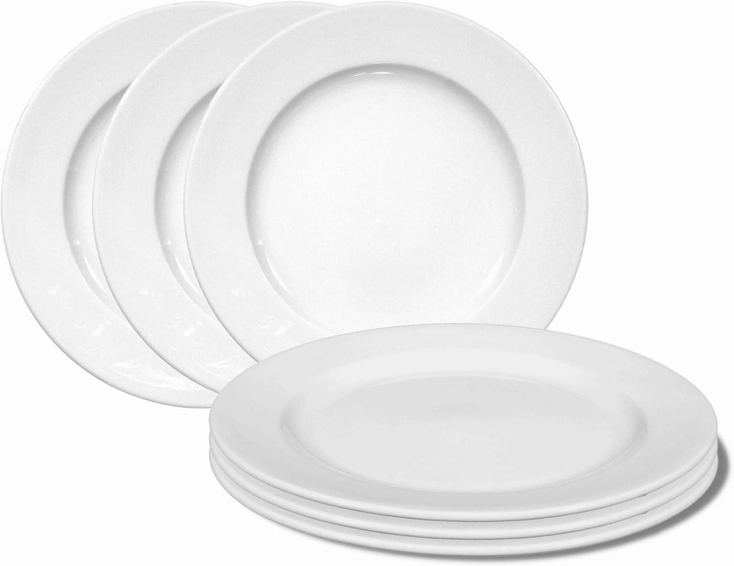 Commercial Dinnerware, Meran Porcelain Flat Plate with Rim, Dessert/Bread Plate, White, 6.8-Inch, Set of 6