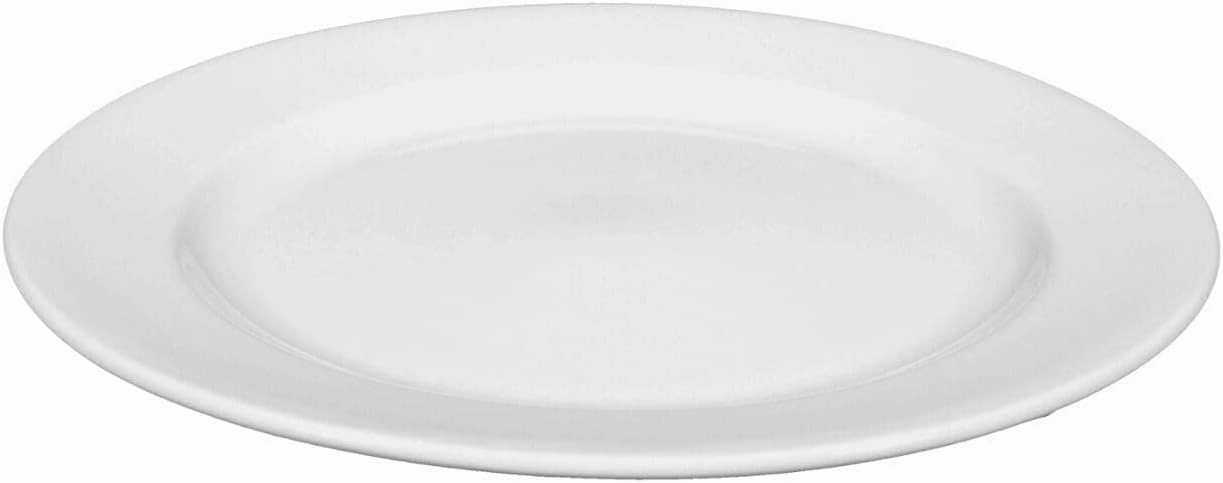 Commercial Dinnerware, Meran Porcelain Flat Plate with Rim, Dessert/Bread Plate, White, 6.8-Inch, Set of 6