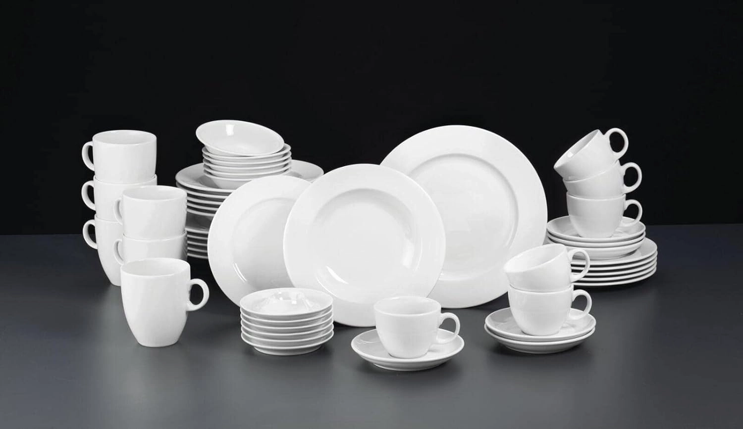 Commercial Dinnerware, Meran Porcelain Flat Plate with Rim, Dessert/Bread Plate, White, 6.8-Inch, Set of 6