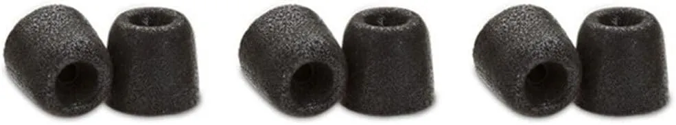 Comply 100 Core Series | Memory Foam Replacement IEM Ear Tips for Etymotic, Westone, Klipsch & More | Superior Noise Isolation, Ultimate Comfort, Secure Fit | TechDefender, Black, Large (3 Pairs)