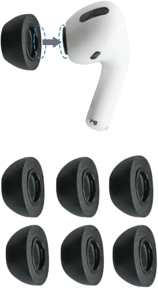 Comply Memory Foam Replacement Earbud Tips for Apple AirPods Pro 1 & 2 | Ultimate Comfort, Secure Fit, Superior Noise Isolation | Anti Slip, Prevent From Falling Out | Black, Large (3 Pairs)